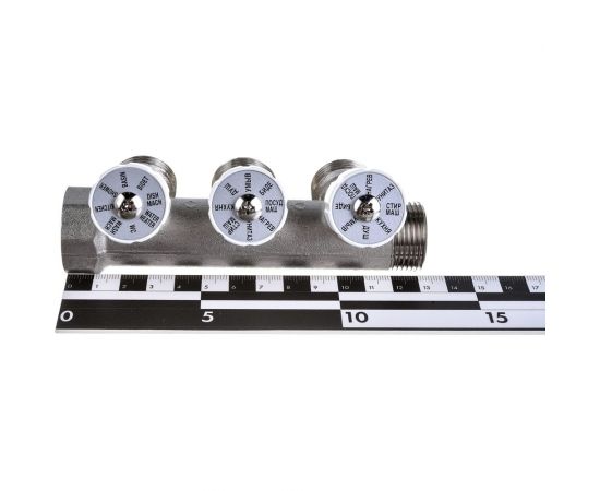 Коллектор НВ 3/4 3х3/4EK Н 40мм никелированный с вентилями Uni-Fitt 402N3330 – изображение 5