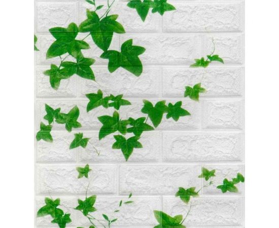 Самоклеящиеся 3D панели Центурион 500x550x3 мм Белый кирпич плющ 83406 
