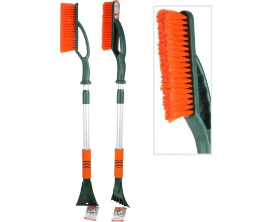 Щетка для снега cо скребком LI-SA телескоп., поролоновая ручка, оранжево-зеленая (84,5-112,5см) (LS203/2) NEW 48320 