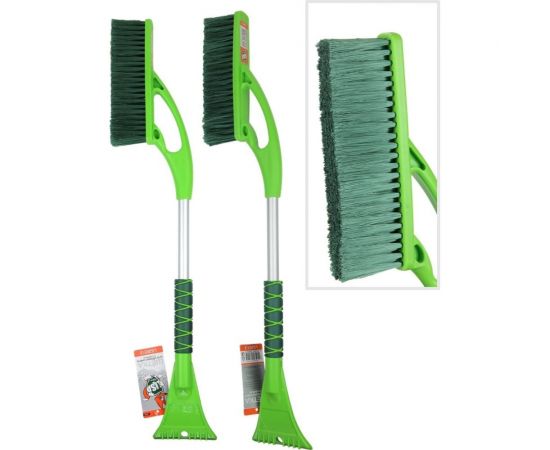 Щетка для снега cо скребком LI-SA поролоновая ручка, длинная щетина, салатово-зеленая (72см) (LS207/2) NEW 48318 