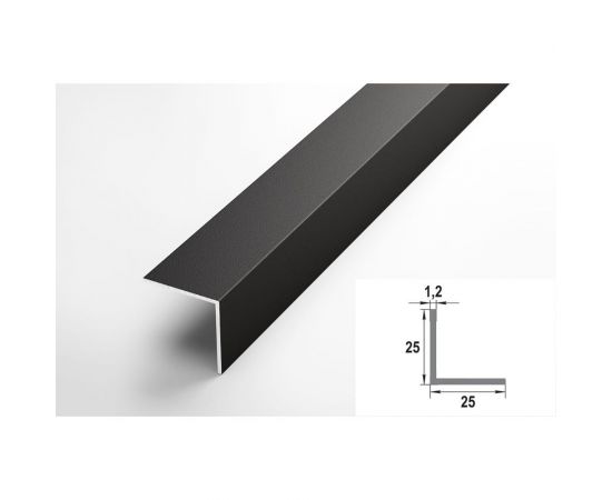 Декоративный угловой профиль ЛУКА алюминиевый, 25х25х1,2 мм, 2,7 м, 5 шт./уп. черный УТ000020817 – изображение 2
