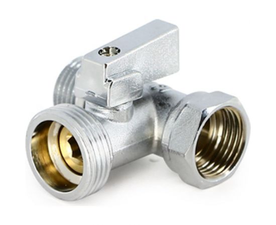 Шаровой кран Uni-Fitt ННВ 1/2"" x 3/4"" х 1/2"", проходной, для стиральных машин, флажок, хром 182C2320 – изображение 2