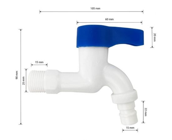 Кран Brimix водоразборный полипропиленовый из абс-пластика 1/2 нар, 773241 – изображение 2