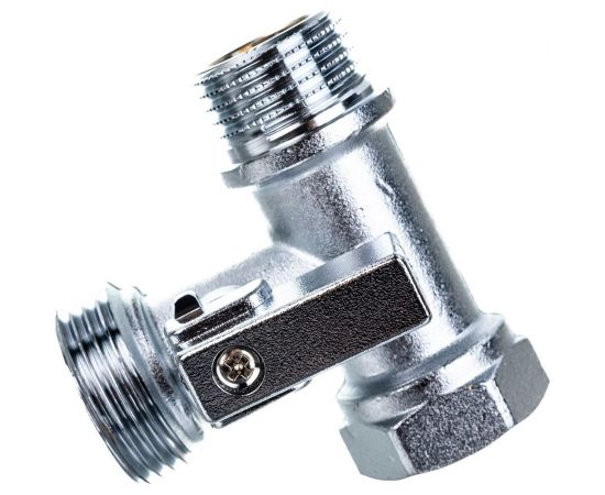 Шаровой кран Uni-Fitt ННВ 1/2"" x 3/4"" х 1/2"", проходной, для стиральных машин, флажок, хром 182C2320 – изображение 3