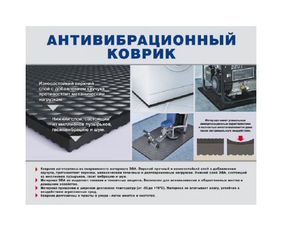 Антивибрационный коврик Петролл mattix-vibrotex 60x60, 25 мм 150204 – изображение 3