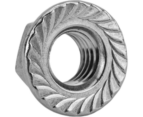 Нержавеющая гайка с фланцем KREPFIELD М10, DIN 6923, А2, с зазубринами, шестигранная, 10 шт. 6923А2ГАЙКАМ10-10 – изображение 3