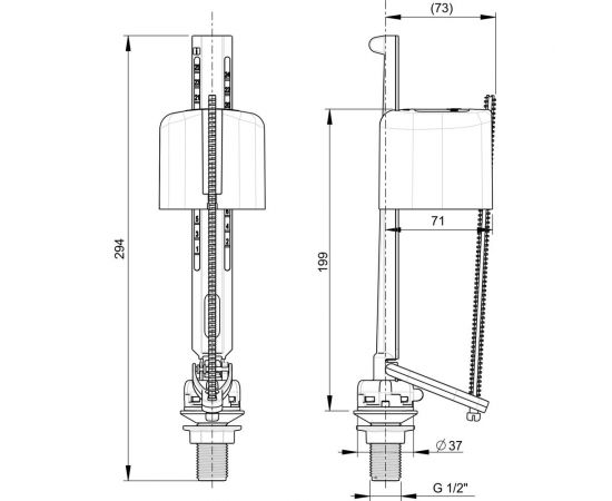 Заливной клапан Wirquin ""Kompact"" поршневого типа, 1/2"", нижнее подключение 10975024 – изображение 4