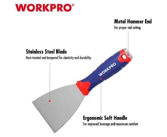 Шпатель WORKPRO гибкий, нержавеющая сталь, 60 мм WP321010 – изображение 4
