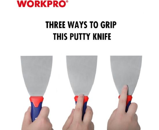 Шпатель WORKPRO гибкий, нержавеющая сталь, 60 мм WP321010 – изображение 5