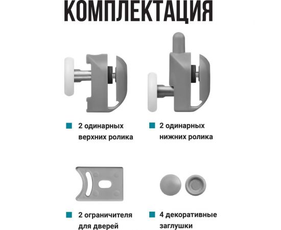 Ролики для душевой кабины BIRD HOUSE 23 мм, набор 4 шт 50951 – изображение 6