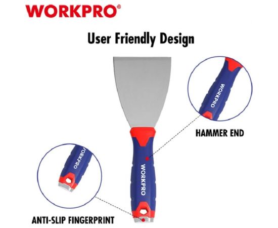 Шпатель WORKPRO гибкий, нержавеющая сталь, 60 мм WP321010 – изображение 7