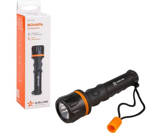 Прорезиненный фонарь на батарейках Airline, LEDx3 AFL-3-01 