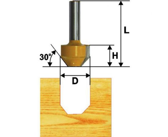 Фреза пазовая фасонная (11.9х13 мм; 30°; хвостовик 8 мм) по дереву Энкор 10512 