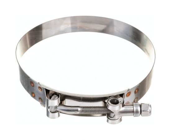 Усиленный хомут TITAN LOCK 114-122 мм, нержав. сталь AISI 304, лента+болт TL114-122RCSS – изображение 2