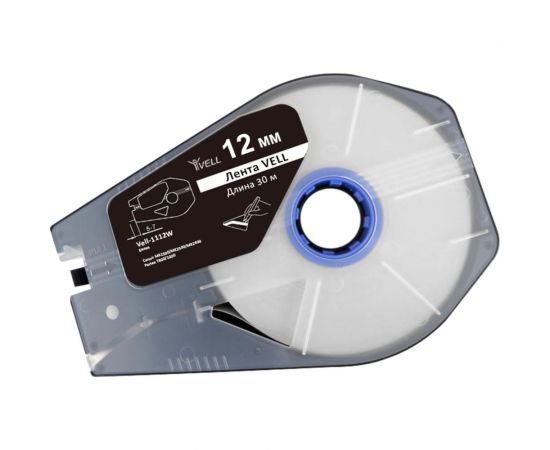 Лента Vell-1112W (белая, ширина 12 мм, длина 30 м) для Canon MK1500/MK2500/MK2600/MK3000/MK5000/Partex T800/1000/T2000 301582 