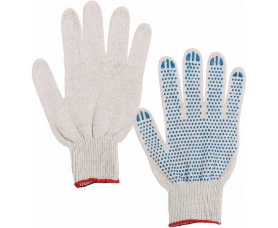 Хлопчатобумажные перчатки ЛАЙМА Комплект 300 пар, 7.5 класс, 46-48 г, 166 текс, ПВХ точка 600994 