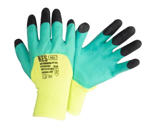 Усиленные перчатки из полиэстера КЭС, двойной латексный облив, размер 9/L 14000010 JR-06 