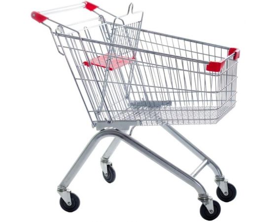 Покупательская тележка ООО Комус MDM_TP-125L с детским сидением, цинк, красный пластик 731552 