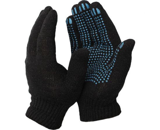 Перчатки ООО ЛидерТекс 10 класс, 4 нити, черные с ПВХ, С 4670070000222 