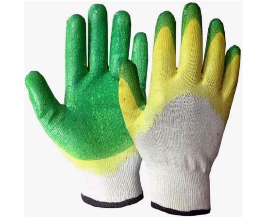 Перчатки Спец х/б двойной облив, латекс желто-зеленый, 13 класс И-8076-И 