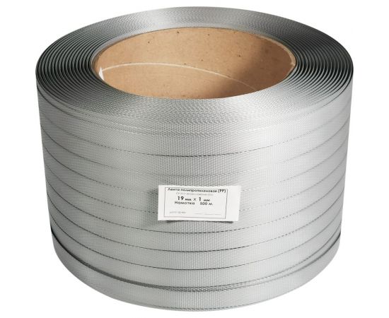 Лента Кордленд ПП, 19x1 мм х 0,5 км, 360 кгс, серый, М/ПА PP-00727 