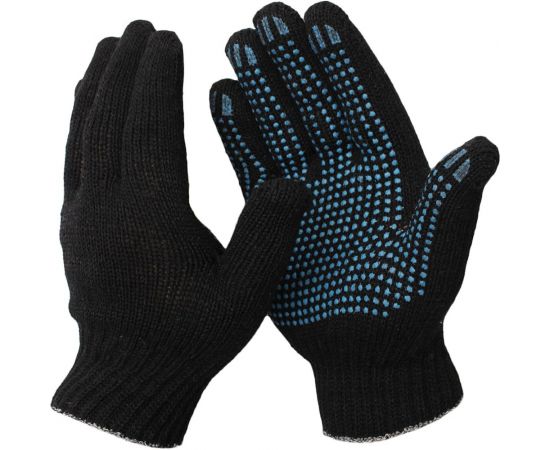 Перчатки ООО ЛидерТекс 7.5 класс, 7 нитей, черные с ПВХ, С 4670070000567 