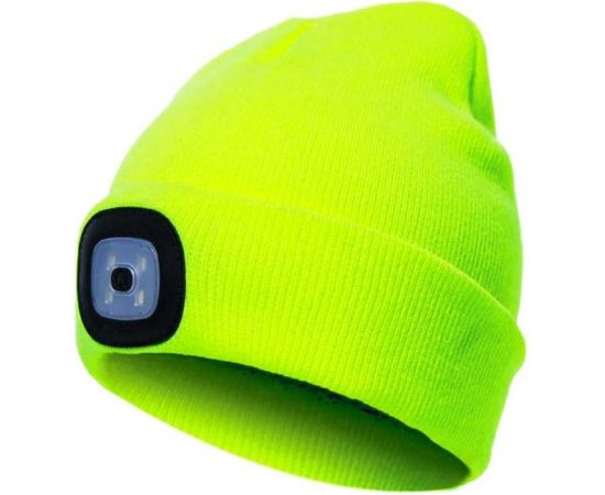 Шапка с фонарем КОСМОС желтая, универсальный размер, съемный фонарь, 3 уровня яркости KOCHat_w 