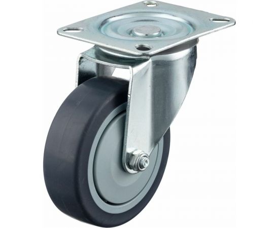 Колесо поворотное (100 мм; грузоподъемность 100 кг; термопластичная серая резина; полипропилен) СТЕЛЛА-ТЕХНИК N48100TPR 