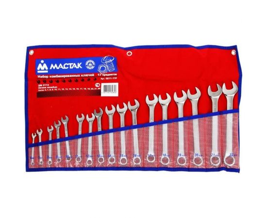 Набор комбинированных ключей 6-22мм, 17шт МАСТАК 0211-17P – изображение 2