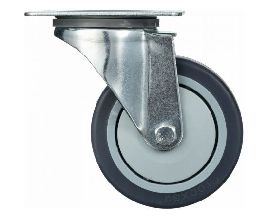 Колесо поворотное (100 мм; грузоподъемность 100 кг; термопластичная серая резина; полипропилен) СТЕЛЛА-ТЕХНИК N48100TPR – изображение 3