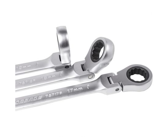 Набор комбинированных трещоточных ключей с шарниром Forsage 11 предметов, в пластиковом держателе F-51112F – изображение 3