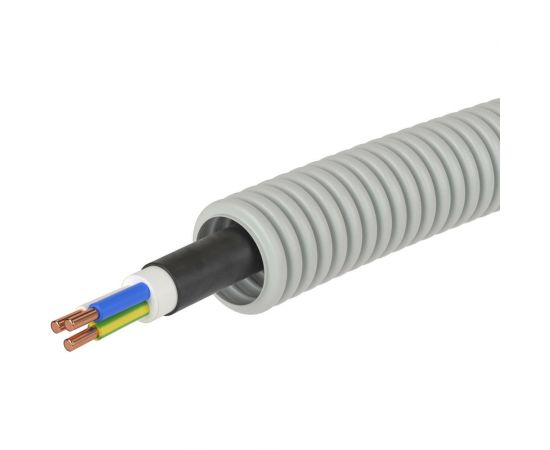 Гибкая гофрированная электротруба ПВХ д.20мм с кабелем ВВГнг(А)-LS 3x1,5мм2 DKC цвет серый, РЭК ГОСТ+, 100м 9L920100 – изображение 3