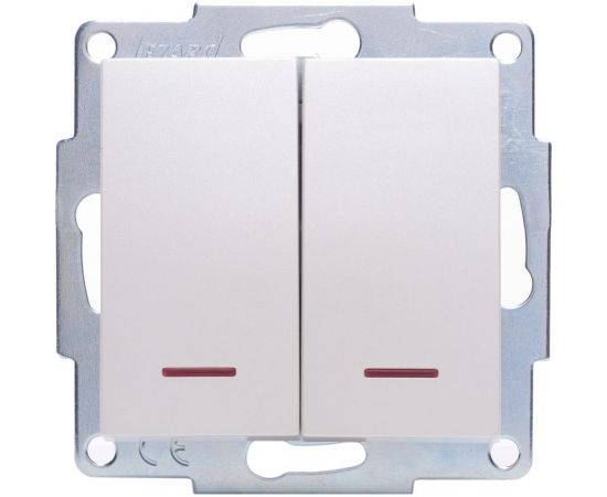 Двойной выключатель Lezard VESNA с подсветкой жемчужно-белый перламутр 742-3088-112 