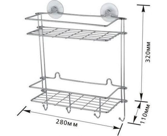 Настенная полка NOVADOM 2-х ярусная, 280x110x320 мм E-112 