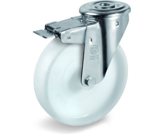 Колесо поворотное с тормозом, подшипником скольжения (100х30х12 мм; 200 кг; полиамид) Tellure Rota 686702 
