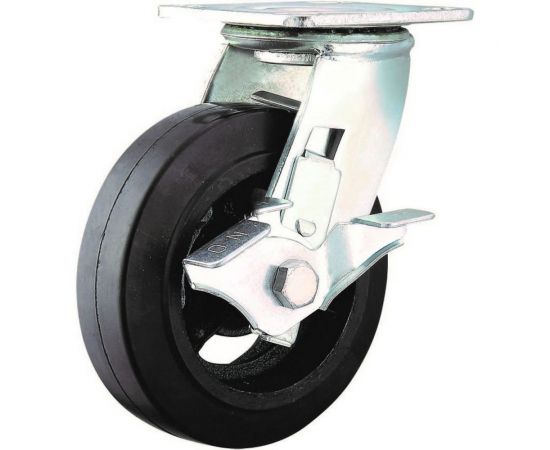 Колесо б/г обрезиненное поворотное с тормозом SCDB85 250 мм MFK-TORG 1084250 