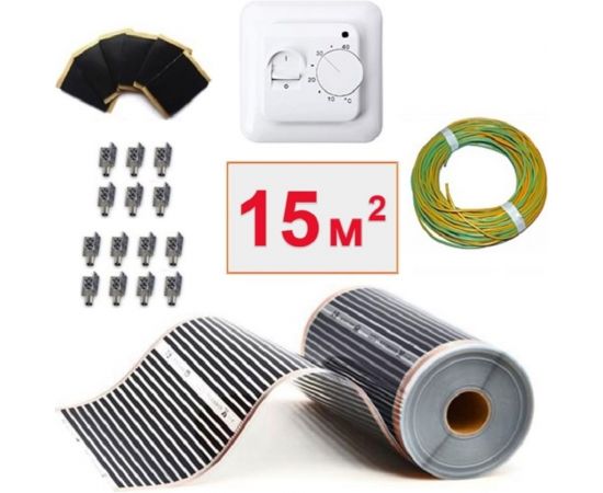 Плёночный электрический тёплый пол ТеплоСофт 15м.кв. с терморегулятором плёнка 15м.кв. 