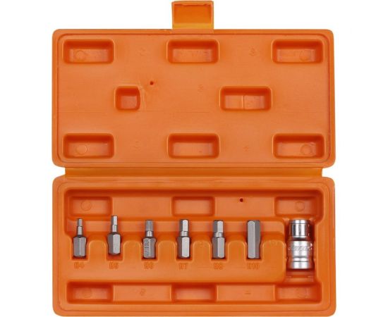 Набор бит вставок шестигранных (3/8"", 30 мм, адаптер бит, 1/2"" DR, 7 предметов, в кейсе) Airline AT-B-36 