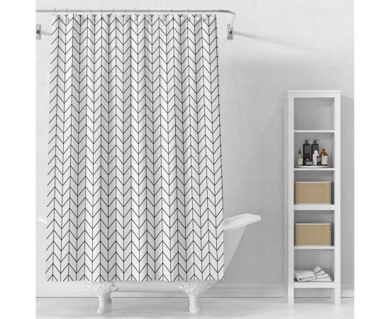 Штора для ванной комнаты PERFECTO LINEA Secret 180x180, с кольцами, векторная графика 36-118107 – изображение 2