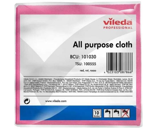 Универсальная салфетка Vileda Professional 38x40см, красный 101030/72545/100555 6502 – изображение 2