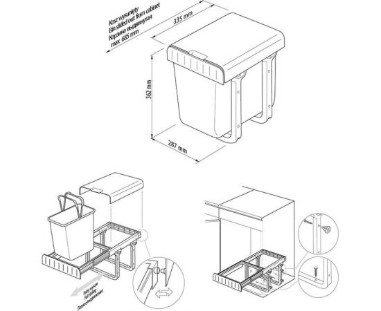Ведро для мусора GTV Tira 2x8 л PB-90144100PCT – изображение 2