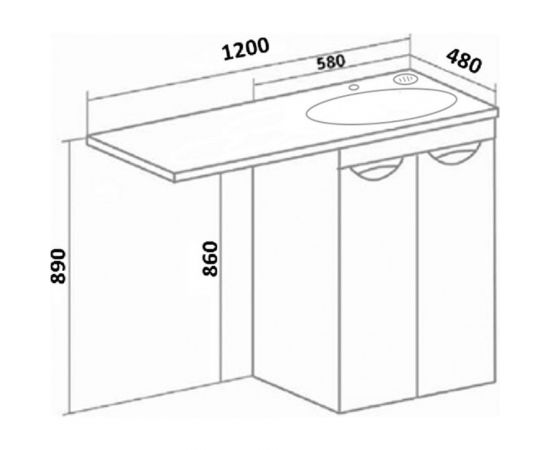 Тумба RUNO Лира 60 под умывальник Гамма 120 лайт белый УТ000003443 – изображение 7