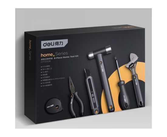 Набор ручного инструмента DELI Home Series HT0008 8 предметов, эксклюзивный дизайн, софттач пластик, подарочная упаковка 104622 