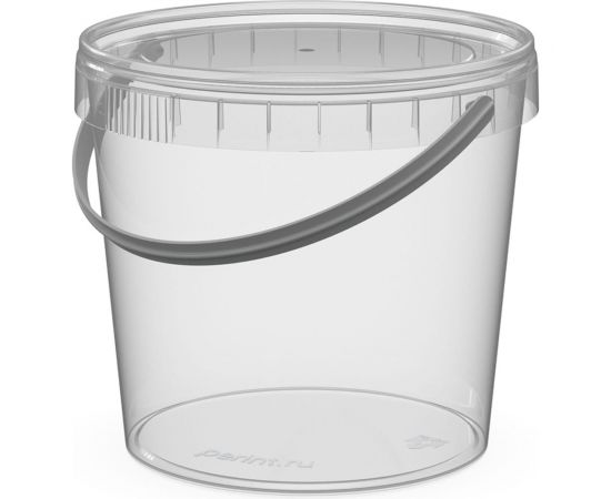 Ведро Perint 1,5/145/К прозрачное в сборе с белой ручкой и прозрачной крышкой упак. 100 шт. Н0000020900 