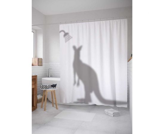Штора (занавеска) для ванной JoyArty ""Душевая кенгуру"" из сатена, 180х200 см с крючками, sc_5163 