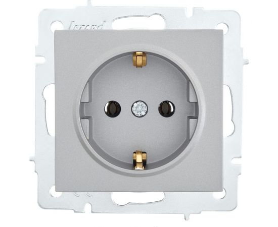 Розетка Lezard VESNA с заземлением, керамика, платина 742-3588-122 
