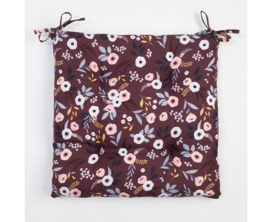 Сидушка на стул Этель ""Цветы"" 40x40 см, цвет бордовый, 100% полиэстер 7810963 