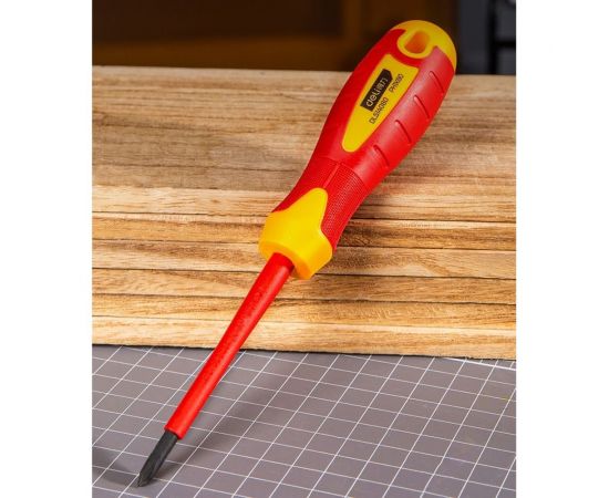 Диэлектрическая крестовая отвертка DELI dl514080 ph1x80мм сертификат vde до 1000в, магнитный наконечник, сталь cr-v, рукоять pp+tpr 110591 – изображение 3