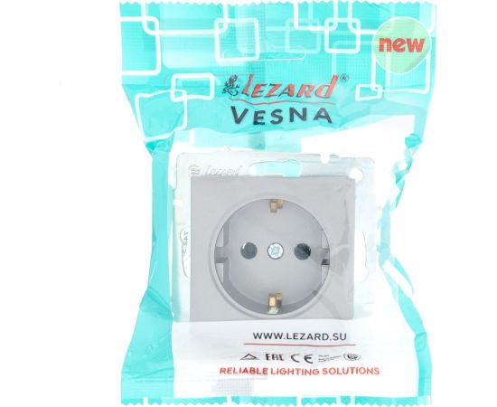 Розетка Lezard VESNA с заземлением, керамика, платина 742-3588-122 – изображение 4