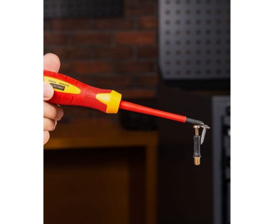 Диэлектрическая крестовая отвертка DELI dl514080 ph1x80мм сертификат vde до 1000в, магнитный наконечник, сталь cr-v, рукоять pp+tpr 110591 – изображение 5